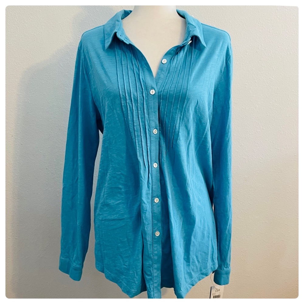J. Jill Ling Sleeve 100% Cotton Button Down Top - Picture 2 of 7